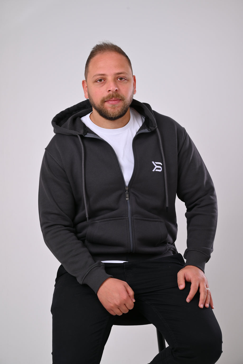 Regular Dark Gray Hoodie with Zipper