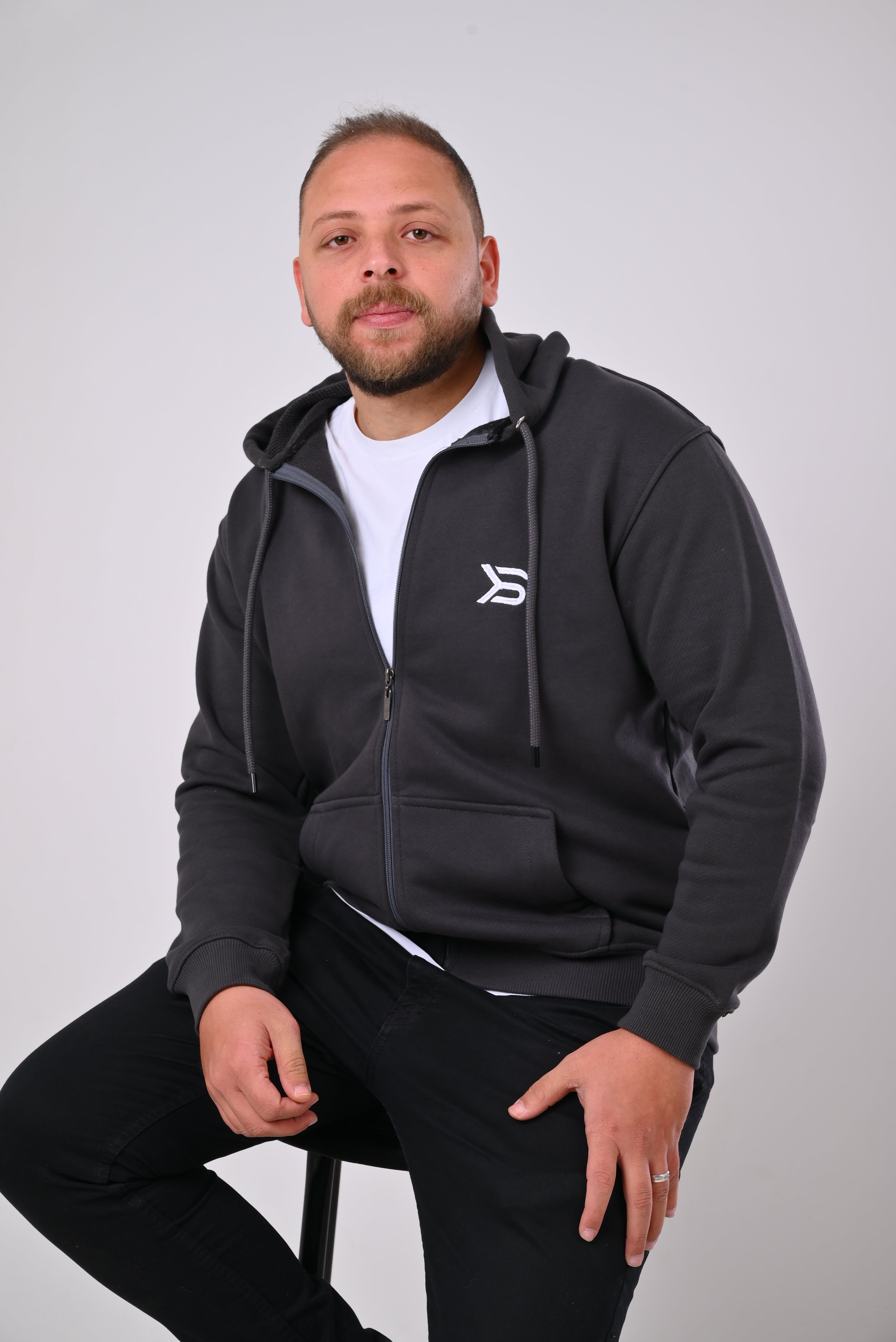 Regular Dark Gray Hoodie with Zipper