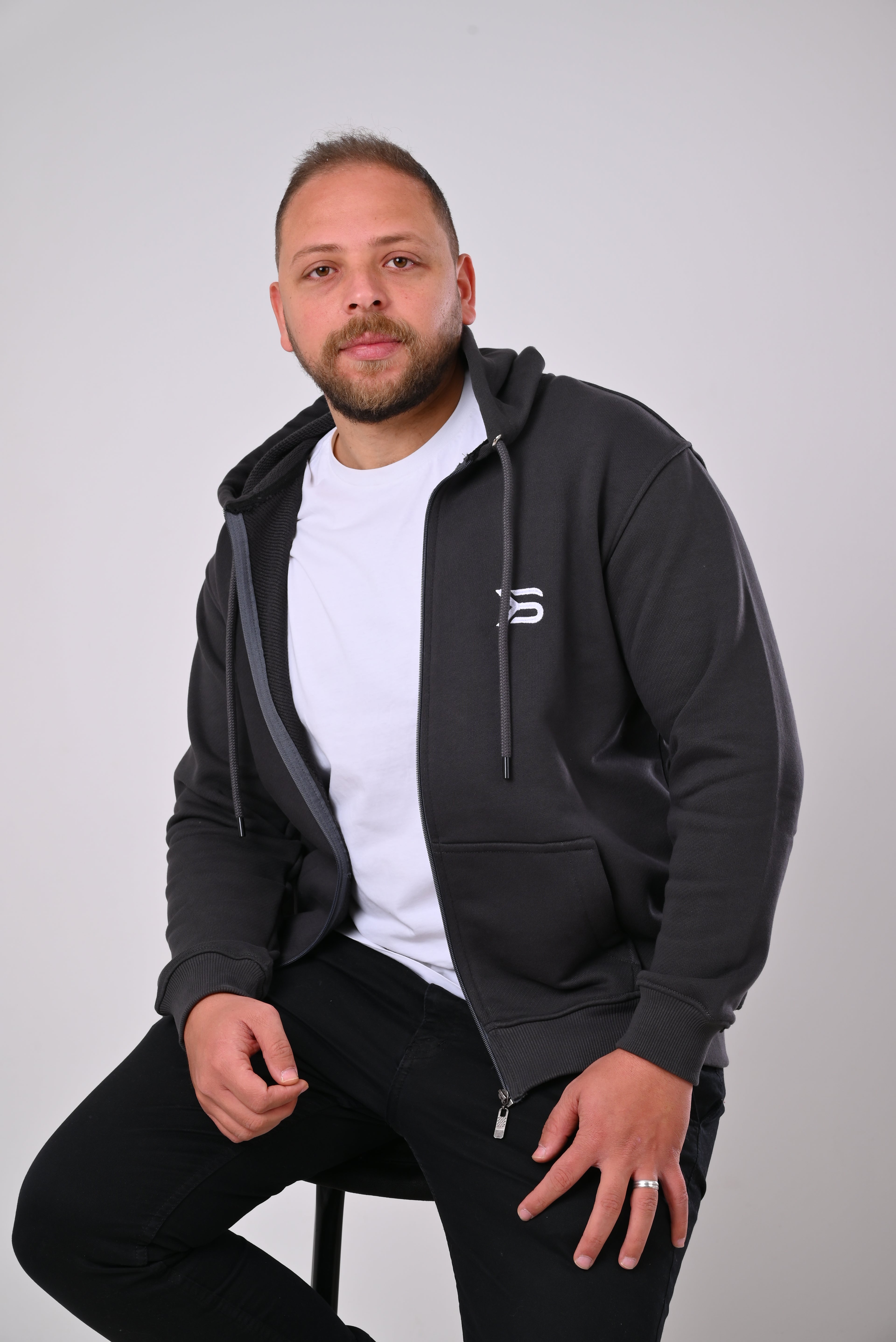 Regular Dark Gray Hoodie with Zipper