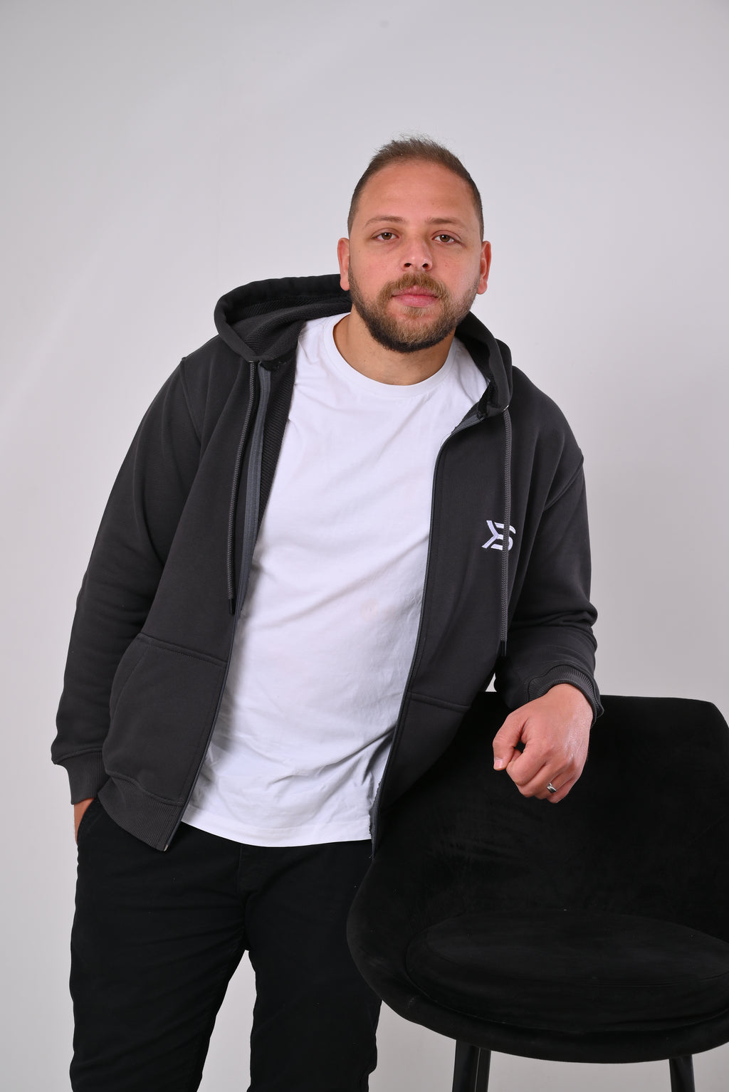 Regular Dark Gray Hoodie with Zipper