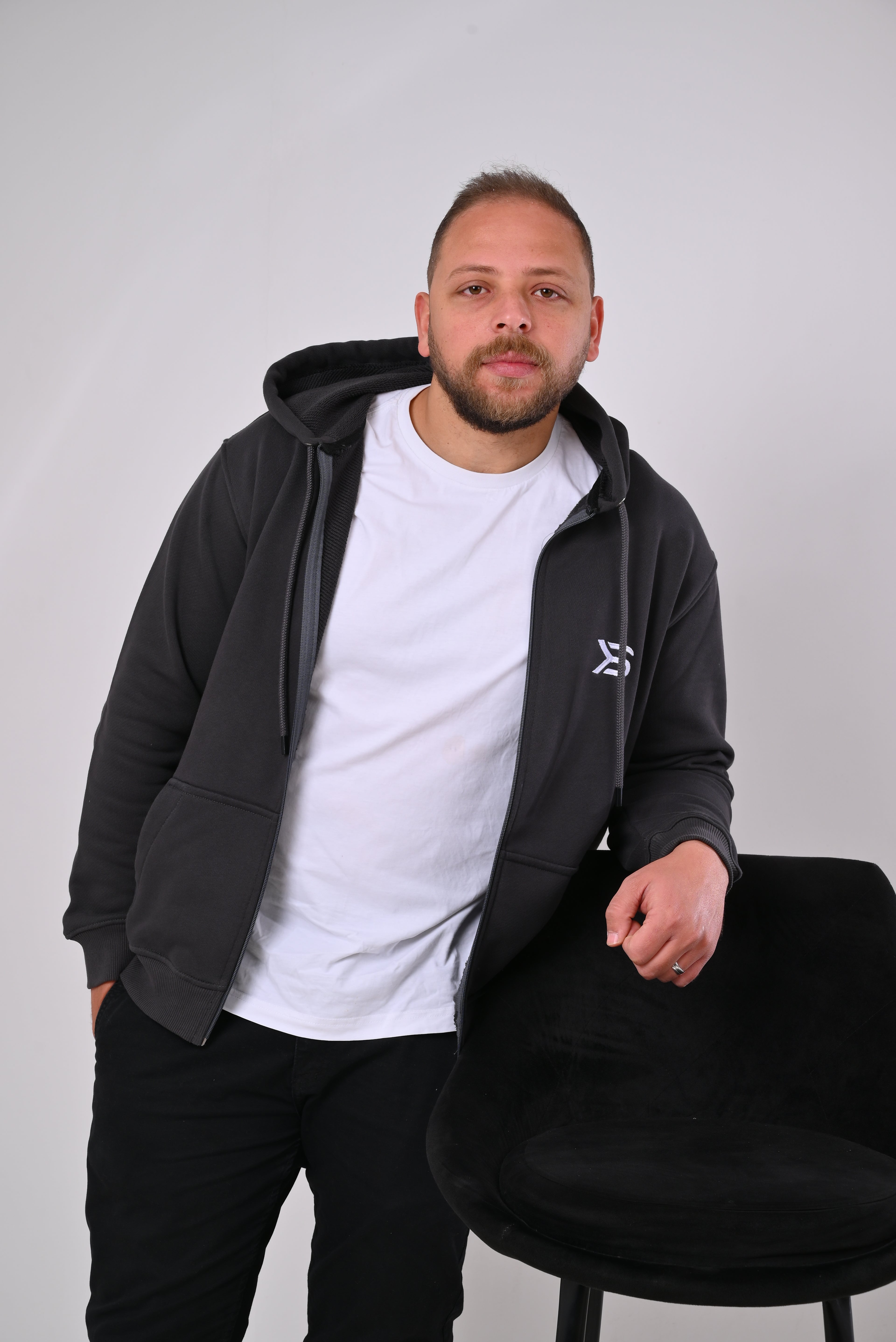 Regular Dark Gray Hoodie with Zipper