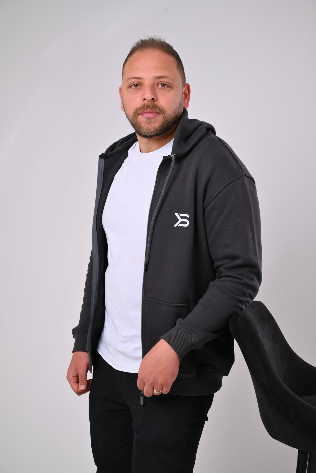Regular Dark Gray Hoodie with Zipper