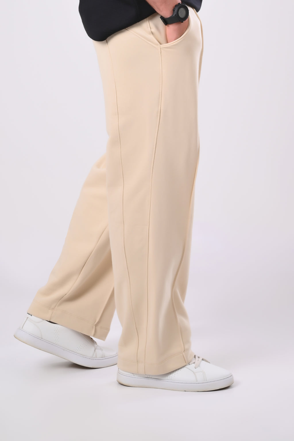 Beige Wide Leg Sweatpants