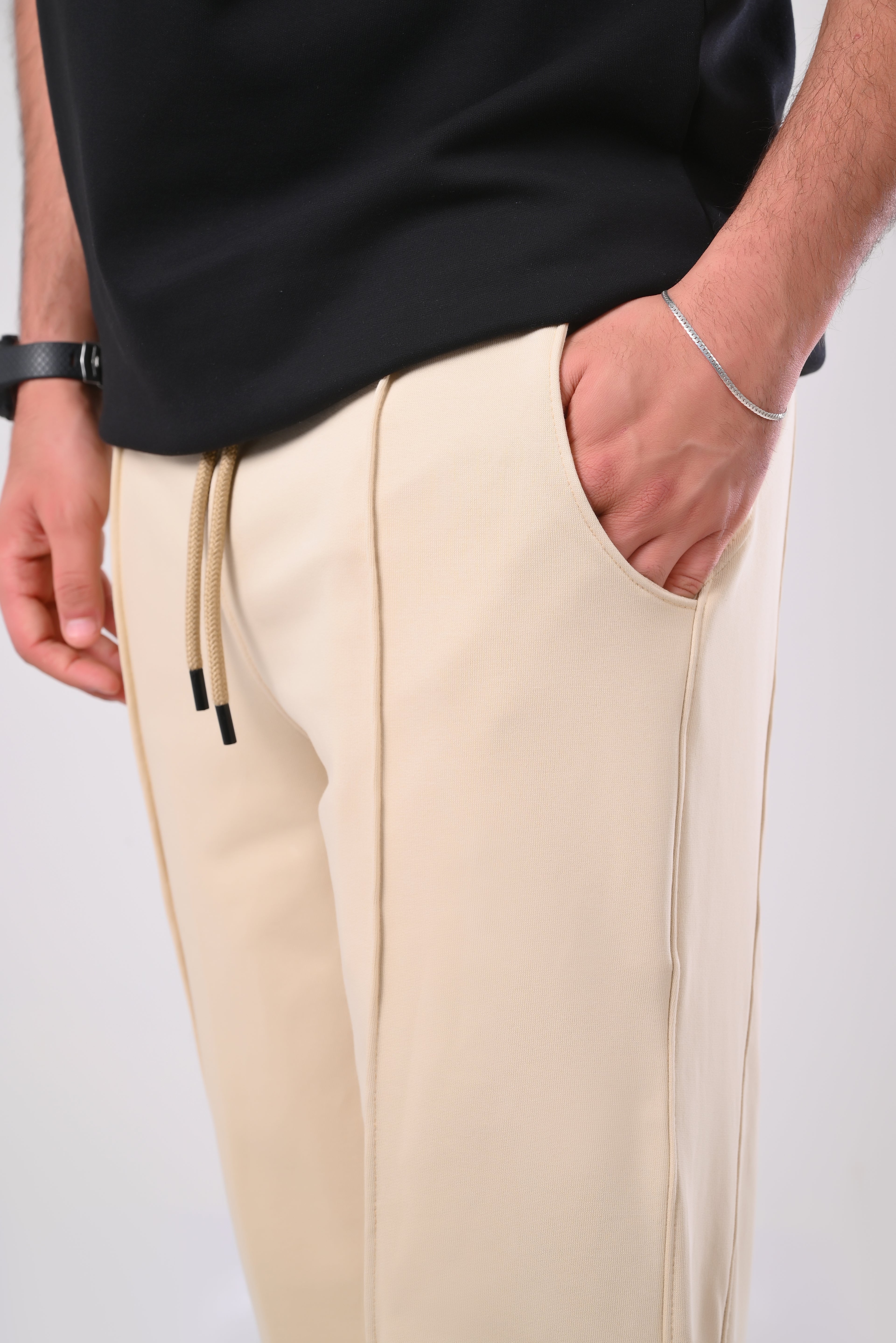 Beige Wide Leg Sweatpants