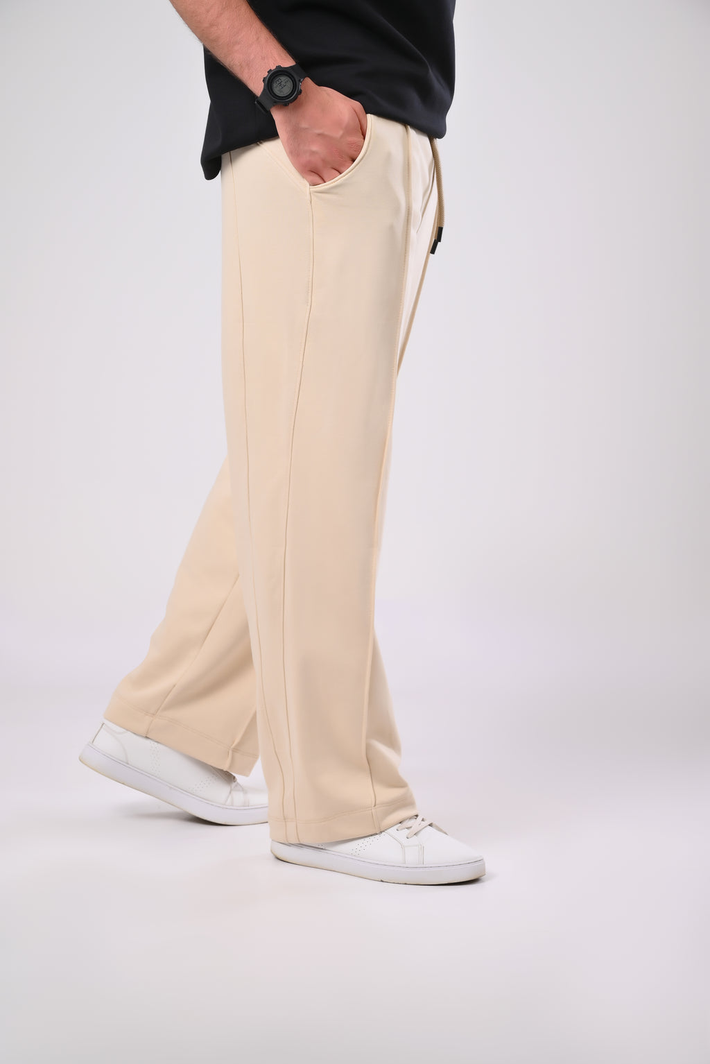 Beige Wide Leg Sweatpants